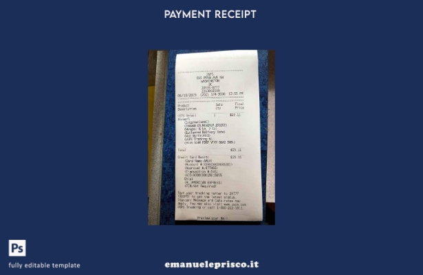 Modello di ricevuta di pagamento Usps USA in stile verificato